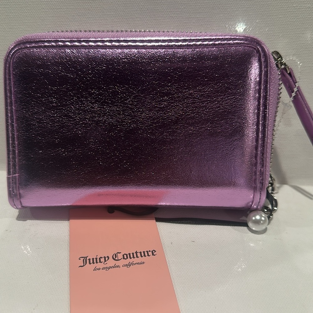 NWT Juicy Couture String of Pearl Double Zip Around Medium wallet. - Picture 4 of 10